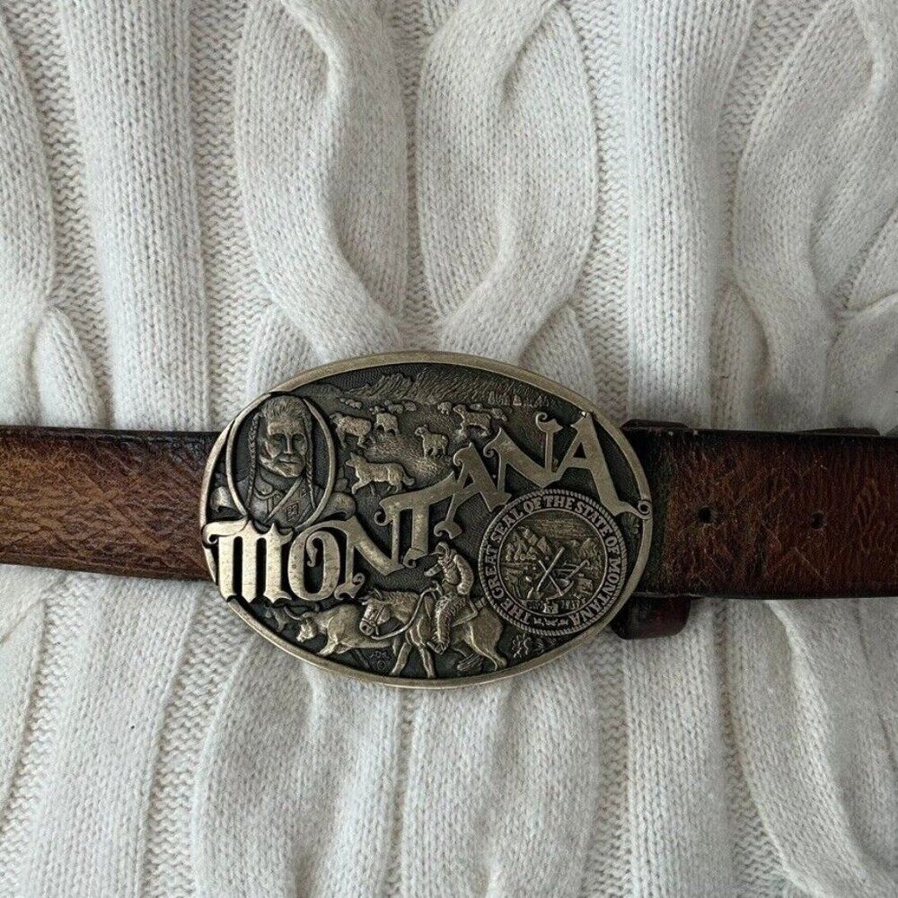 First Edition Solid Brass Belt Buckle Award Design Medals Montana State